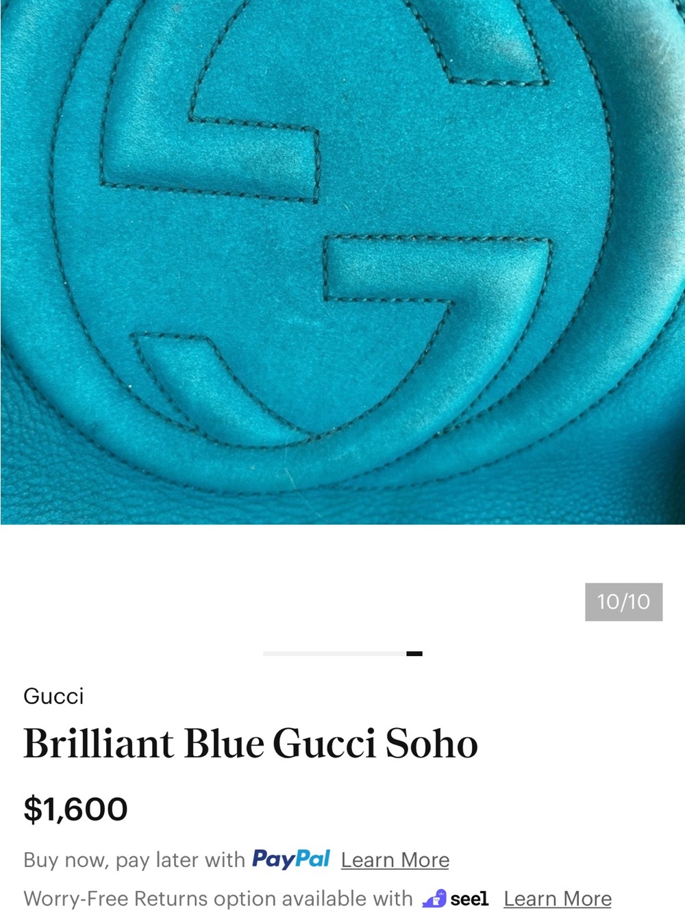 Gucci Teal Leather Soho Shoulder Tote with Tassel - Picture 16 of 16